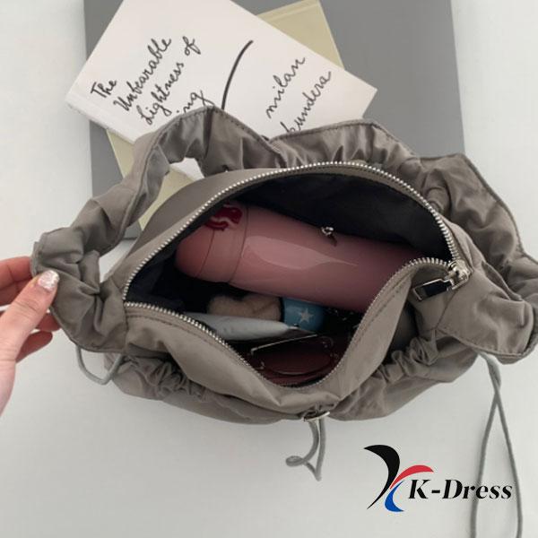 Shirring String Shoulder Bag Nylon Two-way Cross Bag