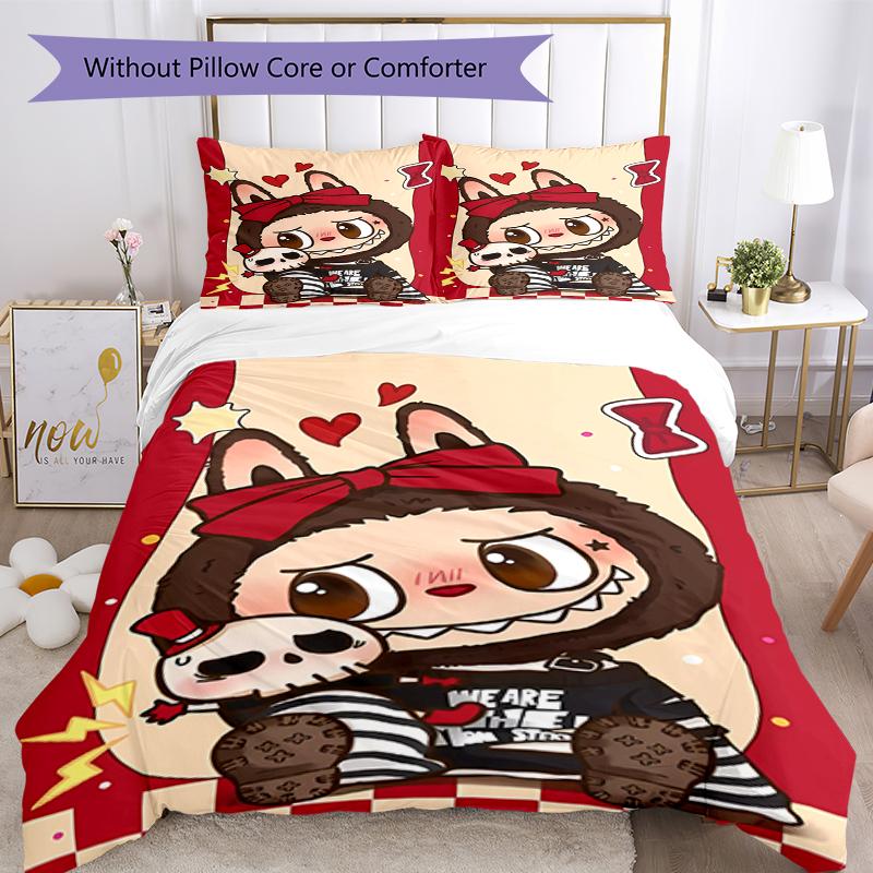 Set Biancheria da Letto Labubu 3 Pezzi Copripiumino Chiusura Include 1 Copripiumino e 2 Federe, Morbido e Confortevole per Tutte le Stagioni.