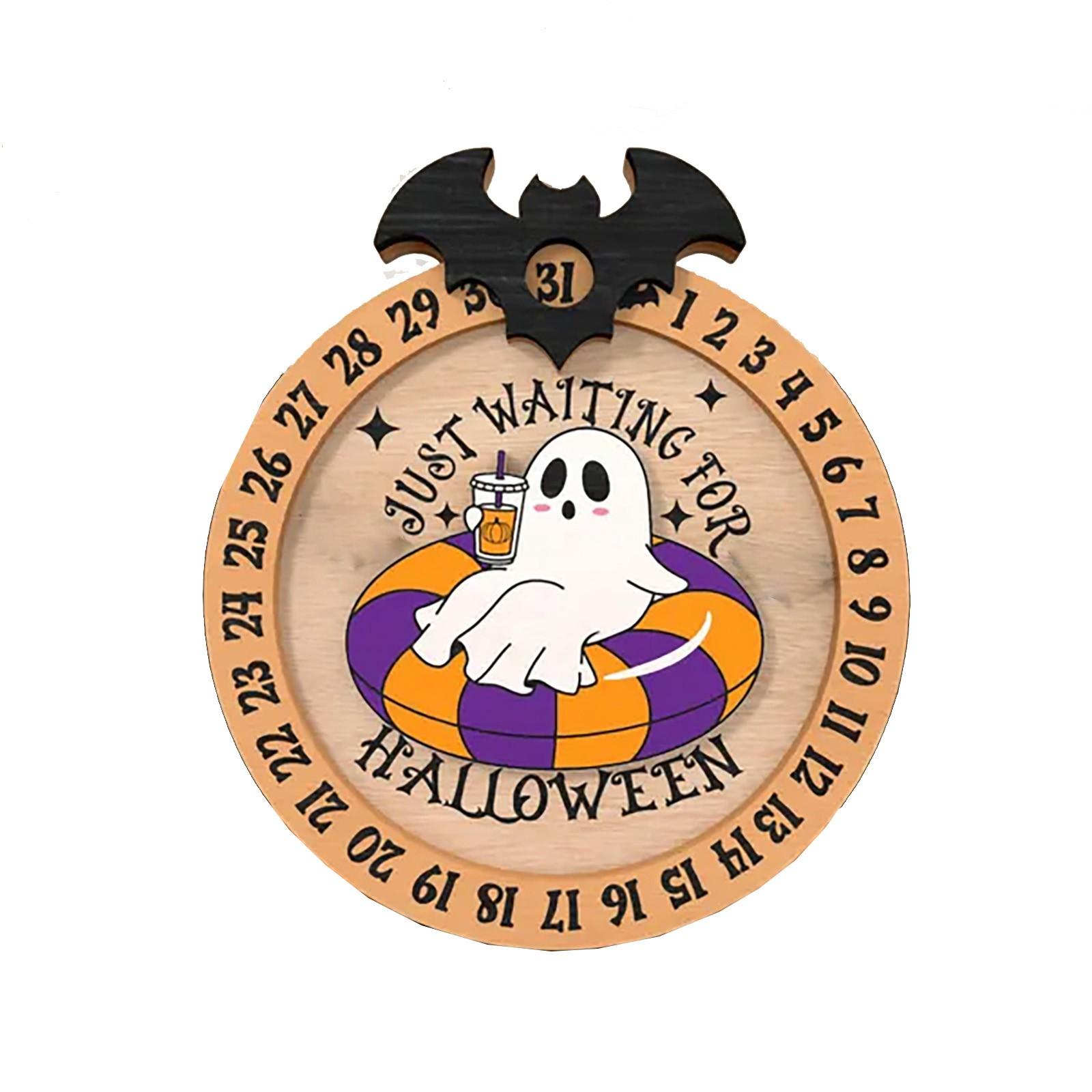 

Настольный трехмерный дисплей-обратный отсчет до Хэллоуина для праздничного украшения, вращающийся календарь, деревянный элемент One Size