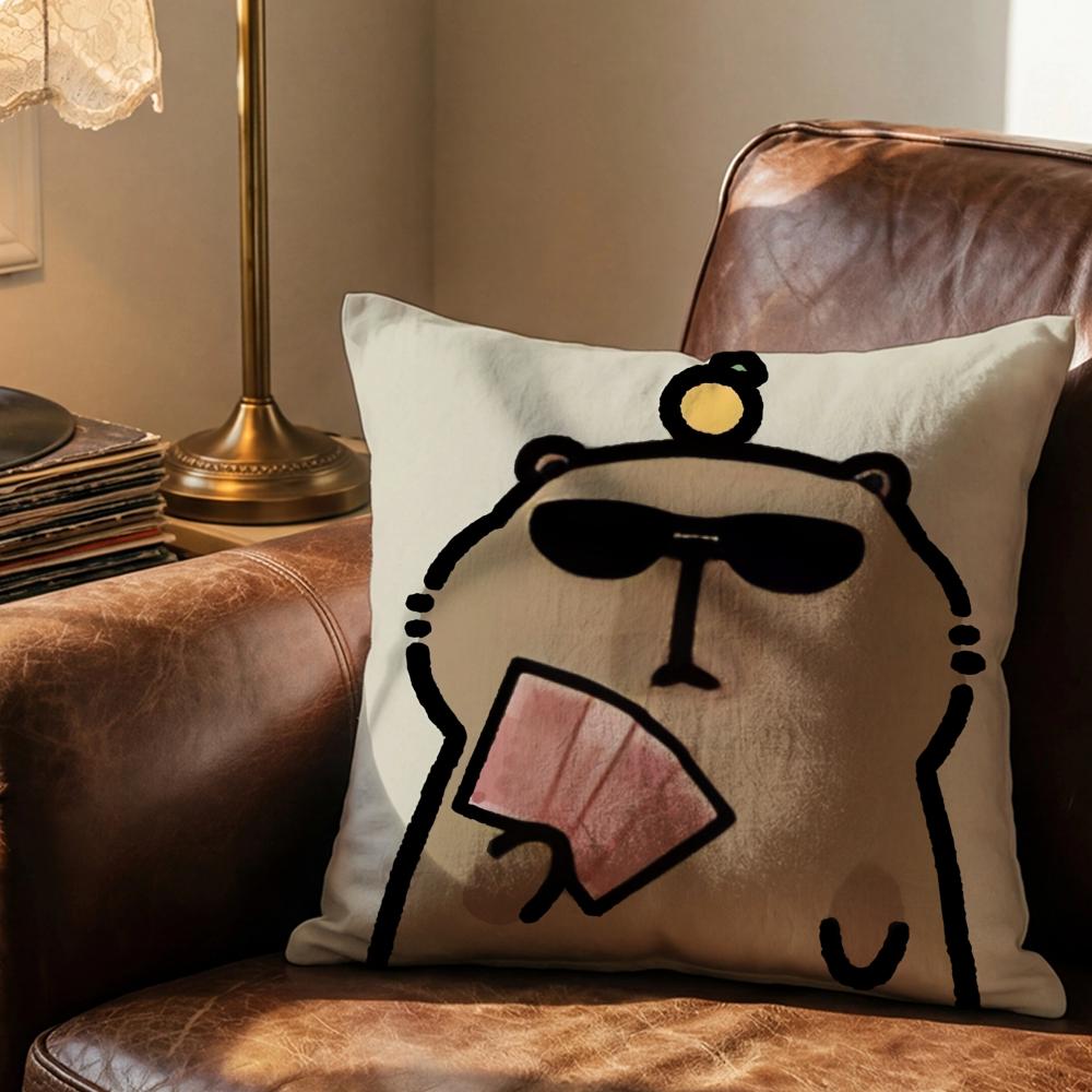 Cute pet Kapibala Cushion Cover Soft & Easy-Wash Pillow Case – Versatile for Couch, Bed, Travel and Office
