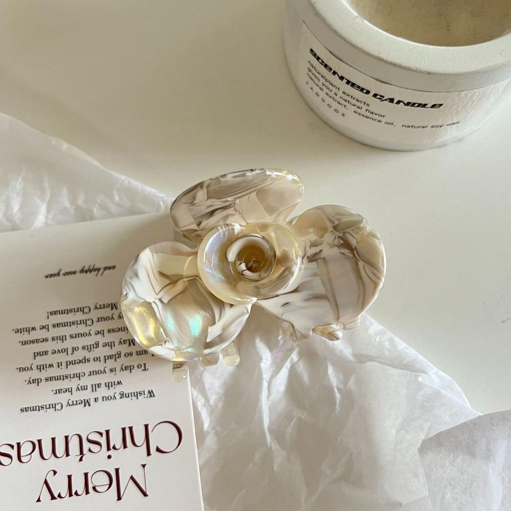 French Style Acetic Acid Hair Clip Medium Size Shark Clip Sweet Flower Hair Claw Girls