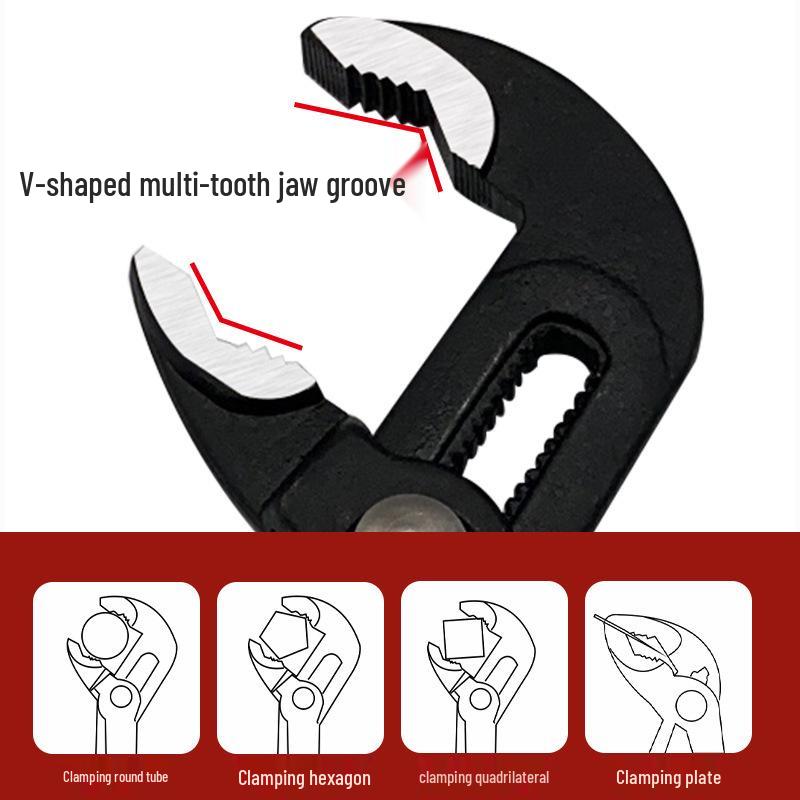 Multifunctional Adjustable Water Pump Pliers with Dipped Handle and Large Opening