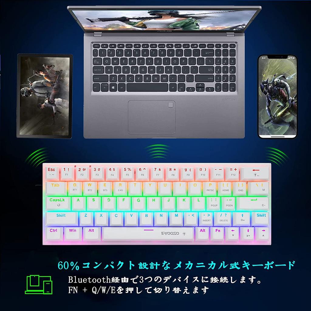 Gaming Mechanical Keyboard with Blue and USB Wired RGB LED Compact Compatible with Windows and Gaming and Office Use with Blue e-Element Keyboard,
