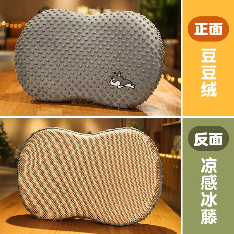 Soft Doudou Velvet Belly Pillow Memory Cotton Sleeping Decompression Pillow Bed Adult Stress Relief Assisted Sleeping Pillow Leather Shell