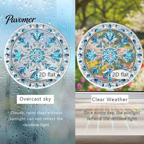 Colorful Acrylic Window Decorations Christmas 2D Hanging Ornaments, Stained Glass Style Snowman Santa Snowflake Suncatcher for Hanger with Chain,