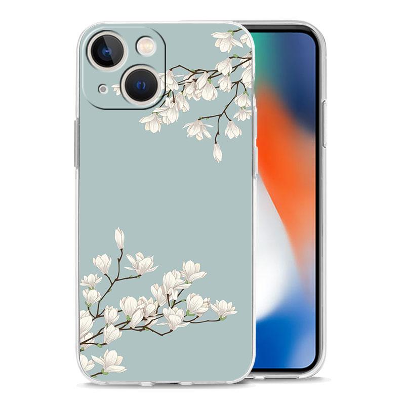 Cherry Blossom Tree Luxury Transparent Phone Case For iPhone 15 14 13 12 mini 11 Pro Max XS X XR SE 7 8 Plus Clear Cover