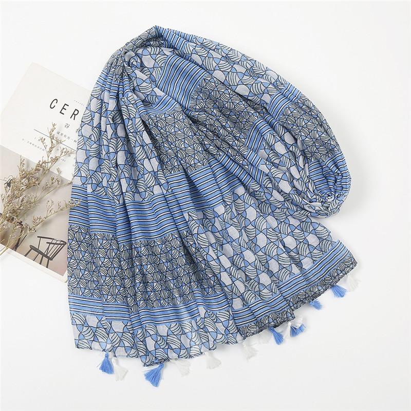 Women Autumn Spain Lovely Polka Floral Tassel Viscose Shawl High Quality Print Wrap Pashmina Stole Bufandas Muslim Hijab Snood