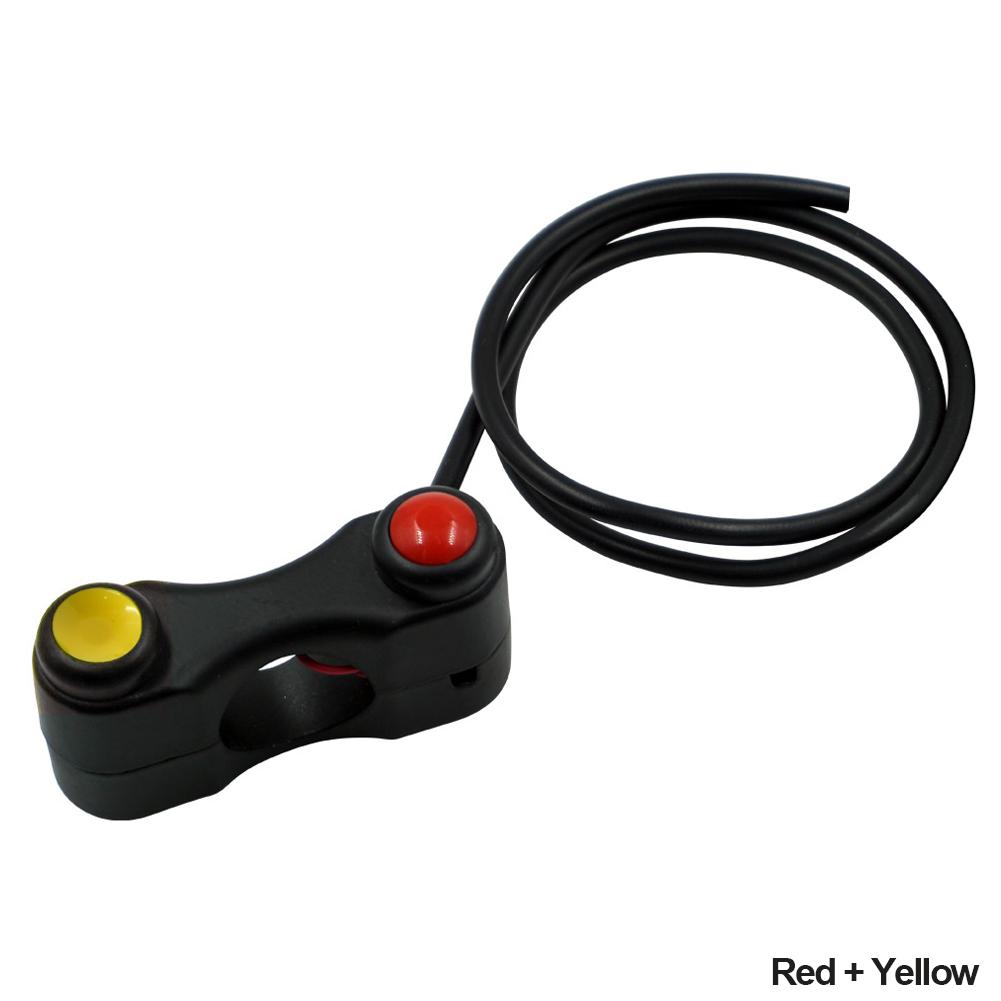

Переключатель для мотоцикла, электрический велосипед, скутер, 7/8 дюйма, 22 мм, переключатели на руле, фары, противотуманные фары, звуковой сигнал, включение, выключение, пуск, 2 кнопки Red Yellow