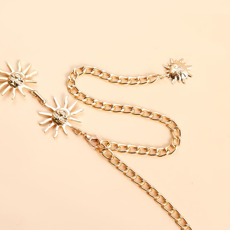 Vintage Smiling Sun Adjustable Belt Metal Belly Waist Chain For Women Girls Hip Hop Dress Skirt Waistband Body Chain Gifts