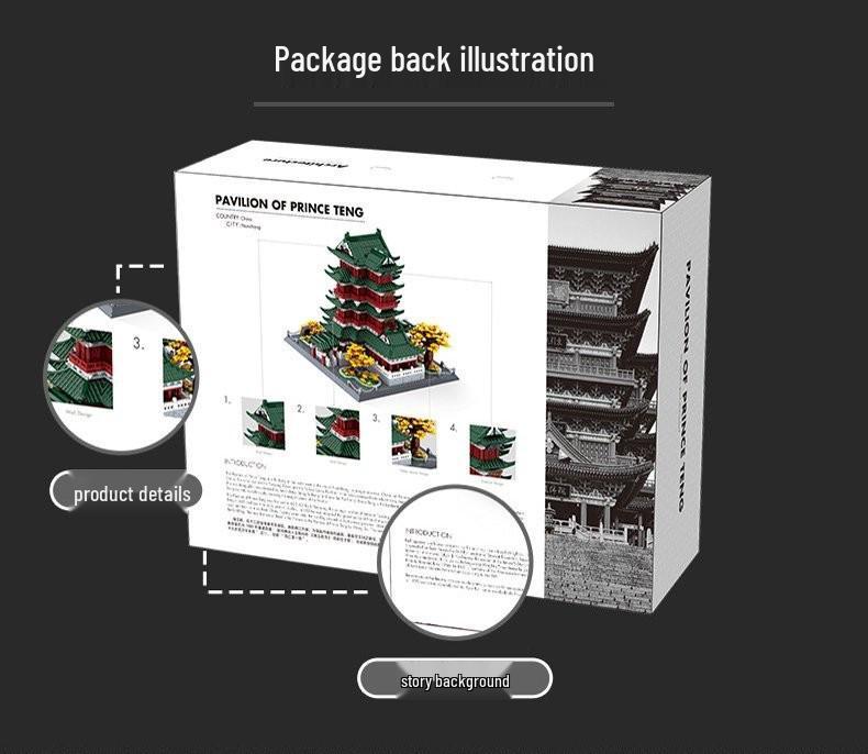 Wange Bricks 7212 Chinese Tengwang Pavilion Building Set Toy for Kids