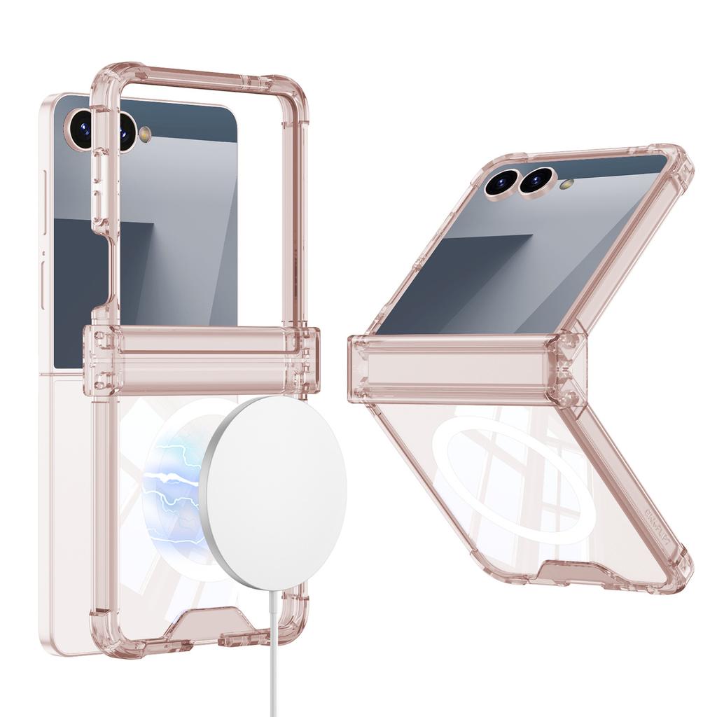 Samsung Zflip7 Mobile Phone Case Transparent Airbag Flip7 Folding Shaft Wireless Charging Full Package Anti Fall