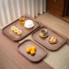 Walnut Wood Color Serving Tray Retro Style Fruit Plate Smooth Edge Tea Tray  Home