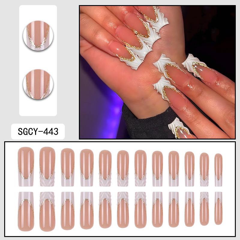 O8 Long Nail Art Tips - European & American High-End Wearable Summer Stickers