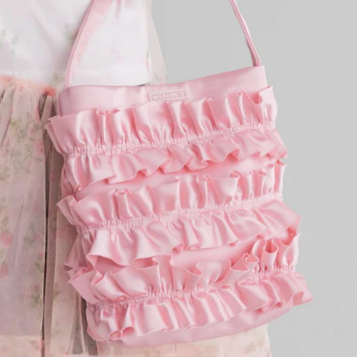 8Seconds Minju Kim Mini Tote Bag Shearing Black Pink - Korean Graphic Shoulder Bag