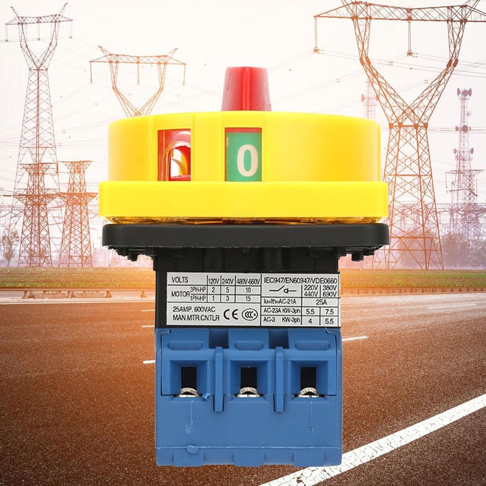 25A/32A Load Load Circuit Breaker Switch 3-Pole 65*65*95mm Load Circuit Breaker, Rotary Switch High Current on Off