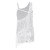 Girls Latin Dance Leotard Sleeveless Oblique Shoulder Shiny Sequins Rhinestone Decorated Tassels Shorts Bottom