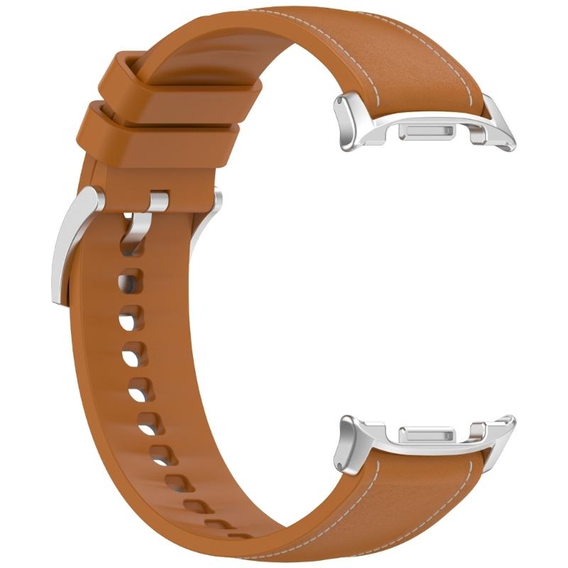 Flexible Silicone Watch Band Straps With Leather Accent For 40mm 44mm 46mm Models Comfortable Daily Wear Gym To Office