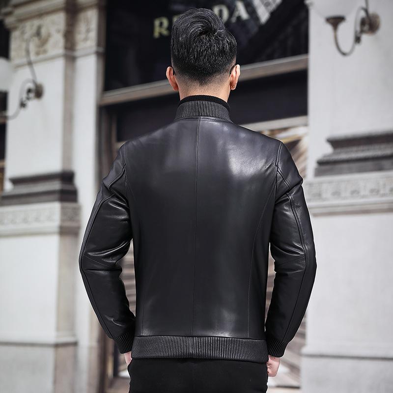 Genuine Leather Jacket Men's New Sheepskin Seamless Down Jacket Short Autumn and Winter Fur Jacket