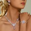 Jewelry Set, European and American Fashion Trend, Zircon Earrings Ins, Yellow Flower Temperament Jewelry Necklace, Women's .