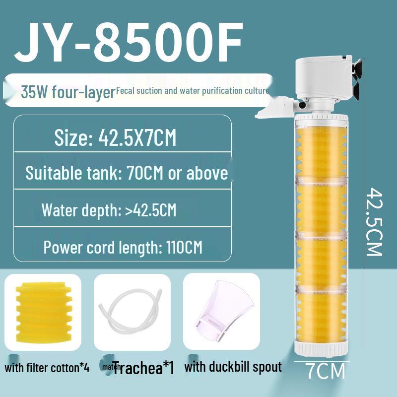 3-in-1 Aquarium Filter & Feces Separator with Built-in Circulating Water Pump