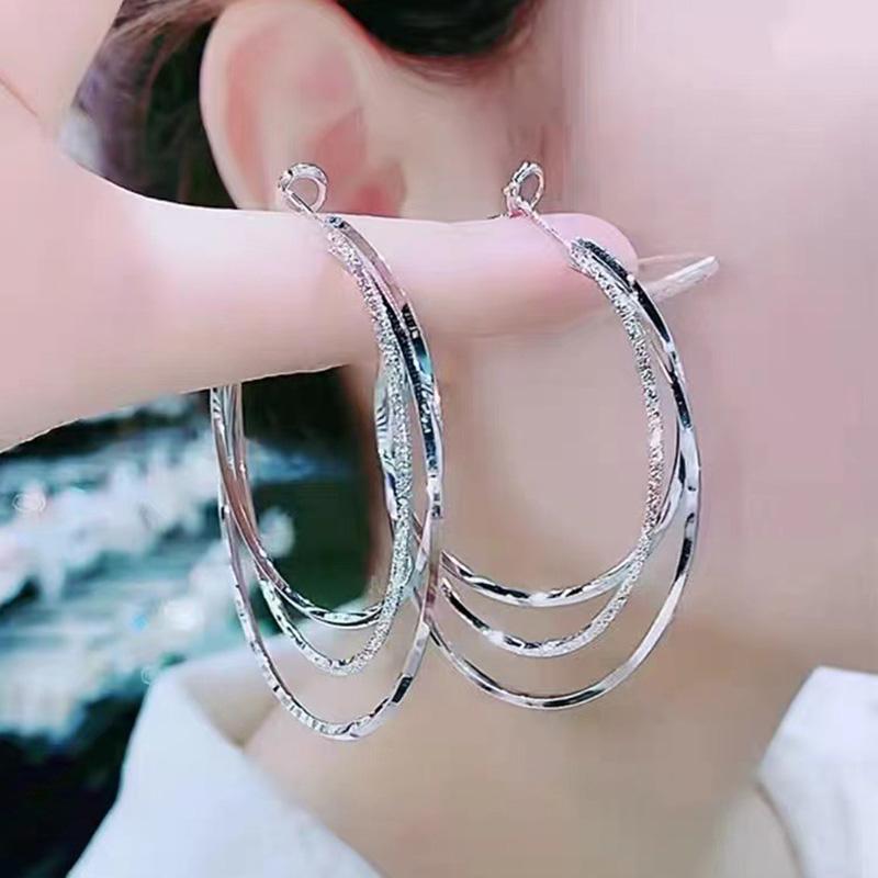 New 925 Sterling Silver Circle Earrings Personality Charm Simple Woman Earrings Birthday Gift for Friends Exquisite Jewelry