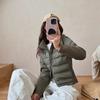 Thin and light European and American fashion women's clothing splicing cotton-padded jacket college slim and thin stand-up collar cotton-padded jac
