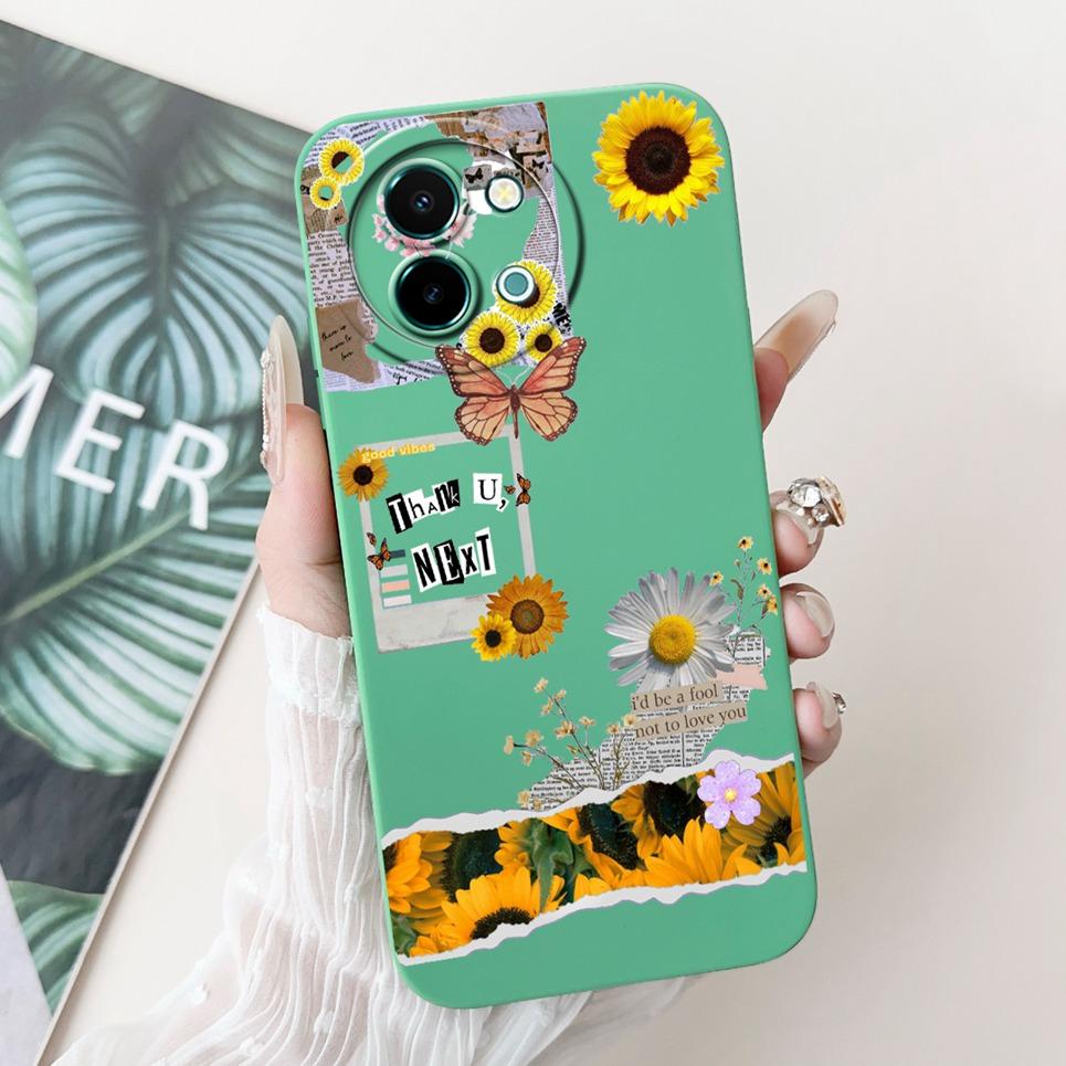 For Vivo Y38 Y58 T3x Y200i Y200t Back Cover Flower Butterfly Women Girly Fashion Phone Case For Vivo V2355 V2388 Liquid Silicone