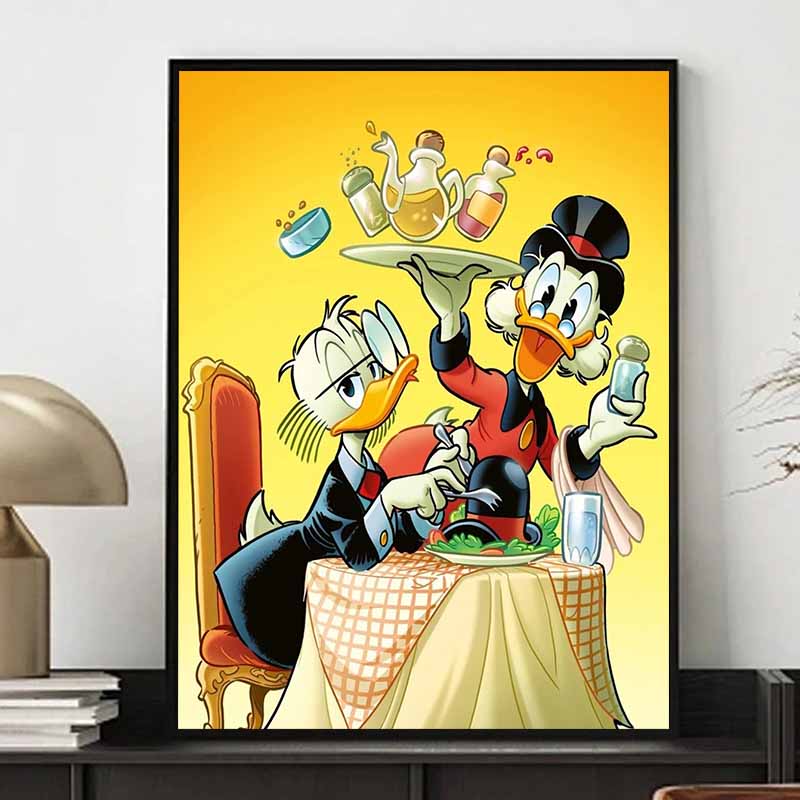 Disney Diamond Painting Donald Duck and Scrooge McDuck Restaurant Theme Illustration Cartoon 5D Diamond Cross Stitch Mosaic Home Decor Gift