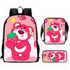 Strawberry Bear School Bag High Definition Printing Multi-Function Oxford Lightweight Backpack