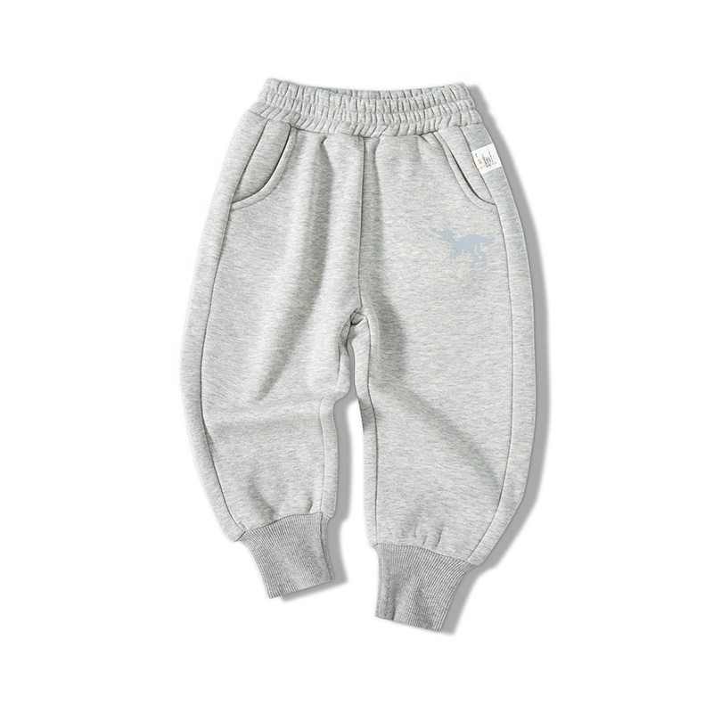 Children's Autumn and Winter Sports Pants for Boys, Fleece-Lined Dinosaur Sweatpants, Polar Fleece Long Pants, Boys' Jogger Pants