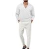 Autumn/Winter New Arrival: Men's Waffle Weave Casual Long-Sleeved Top and Trousers Two-Piece Set