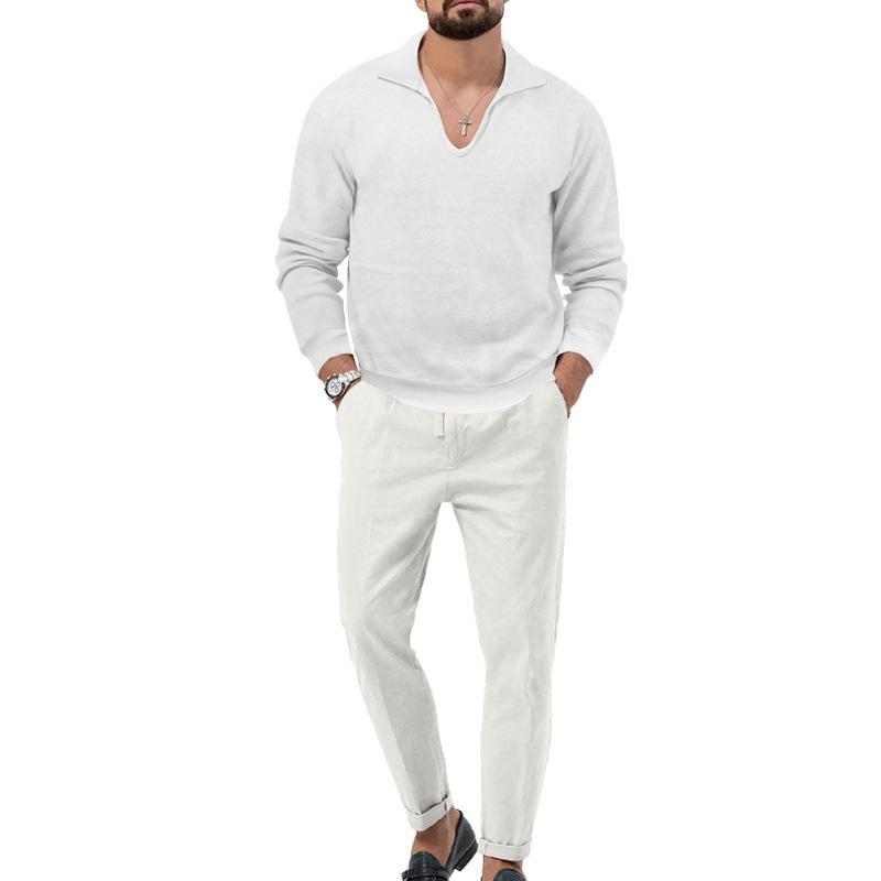 Autumn/Winter New Arrival: Men's Waffle Weave Casual Long-Sleeved Top and Trousers Two-Piece Set