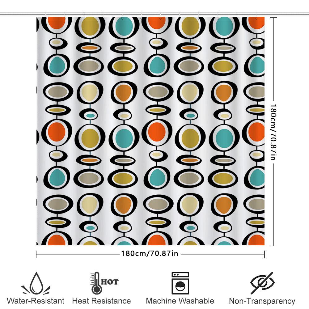 Vintage Brick Pattern Shower Curtain Waterproof Fabric For Bathroom Decorations In Red White Colorway With Metal Rings