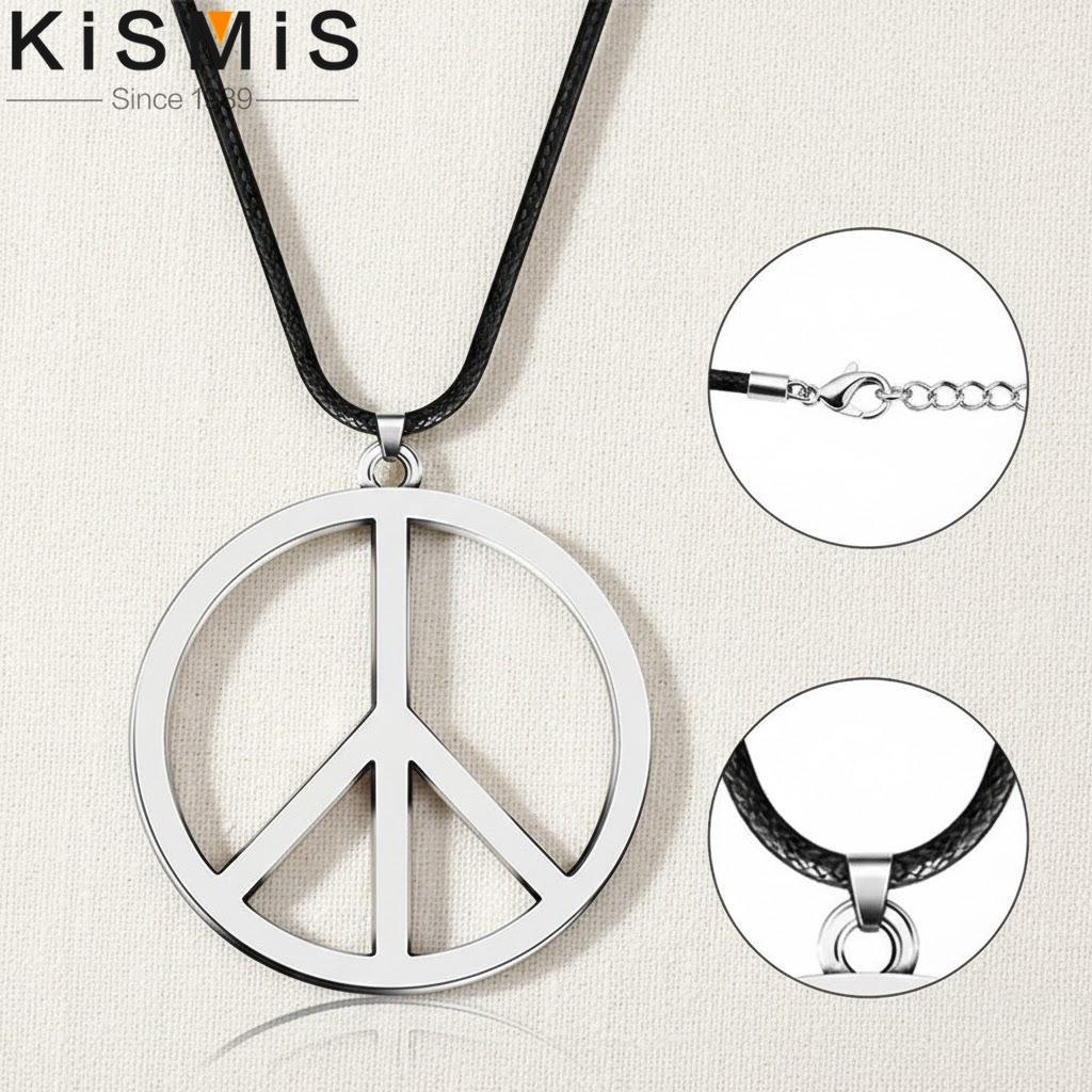 Stainless Steel Peace Sign Pendant Necklace for Men Women Trendy Jewelry Gift Fashion Accessory Unisex Hip Hop Chain Necklace
