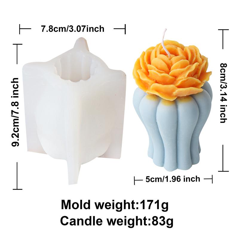 3D Succulent Flower Plant Flower Vase Shaped Candle Silicone Molds DIY Scented Aromatherapys Making Mould Handmade Ornament Mold