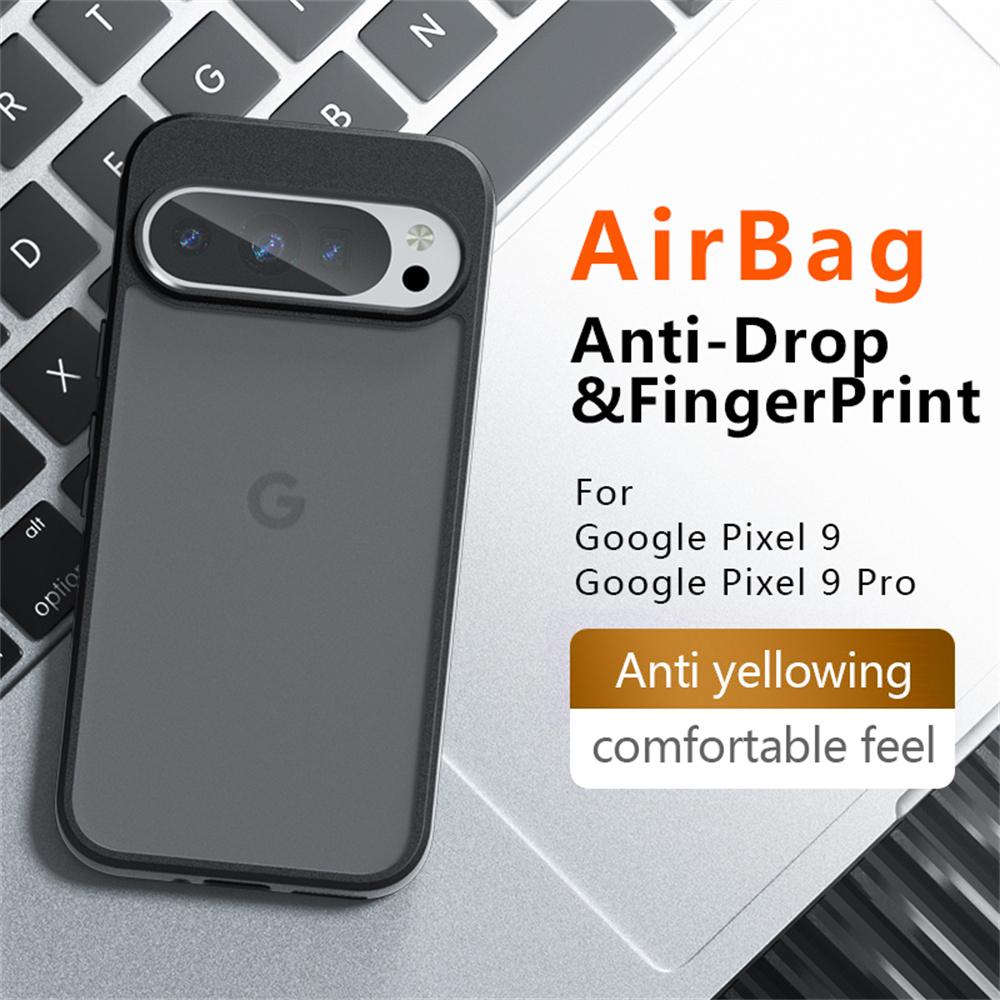 

For Google Pixel 9 Pro/Pixel 9 Case Skin-Touch TPU+PC Matte Phone Shell,Transparent Black A