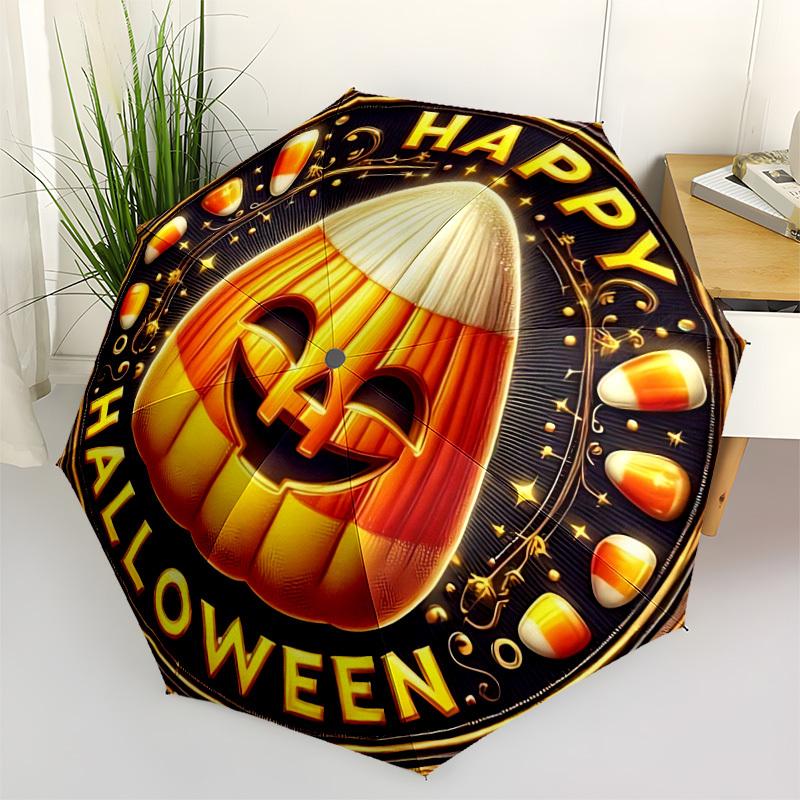 

1pc Happy Halloween Decoration Automatic Umbrella - Stylish, Durable, with 8-Rib Manual Open Design, Elegant Black Handleyy250920225