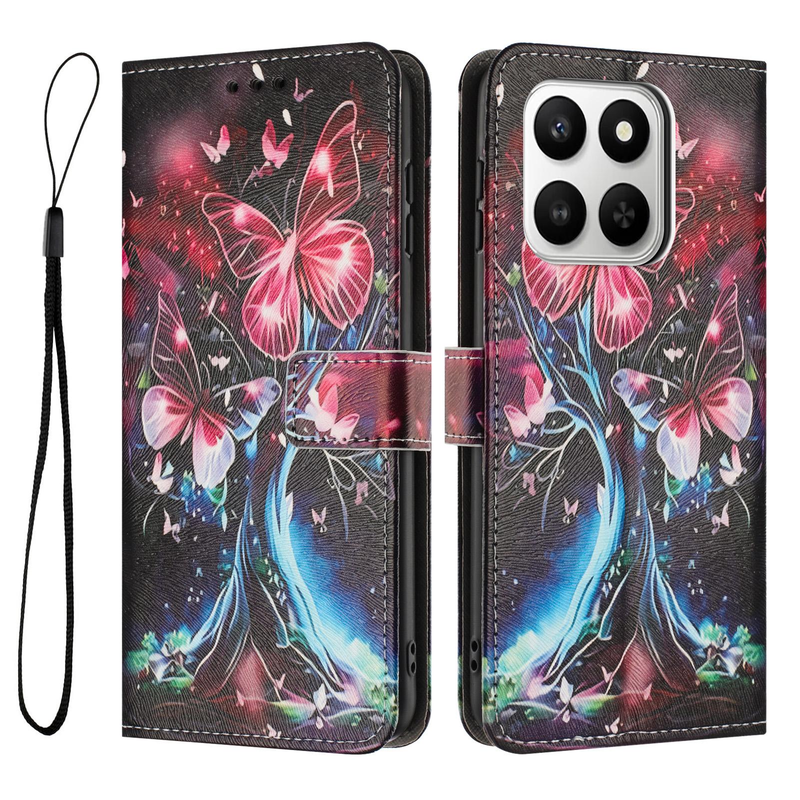 

For Honor X7d 5G/Honor 400 Smart 4G Wallet Case Pattern Printing PU Leather Phone Cover with Lanyard