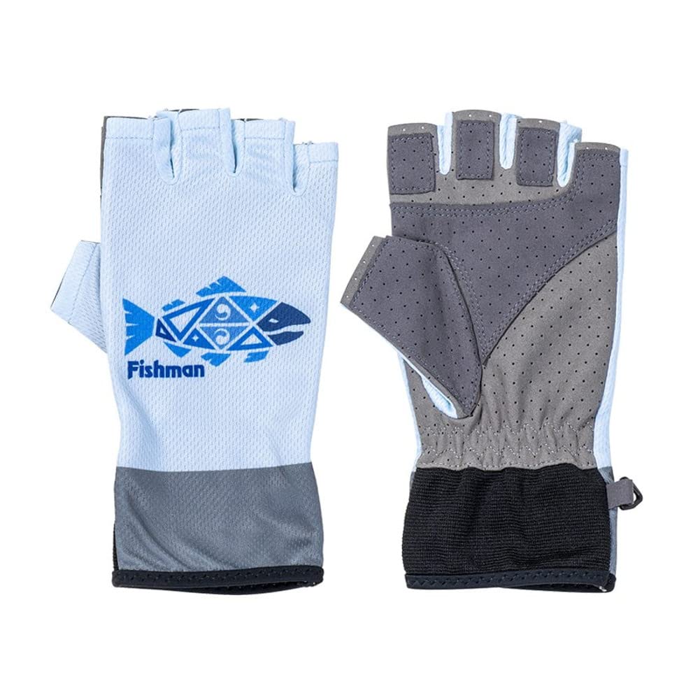FISHMAN Summer Large GB-202108 5-Fingerless Gloves, Blue,