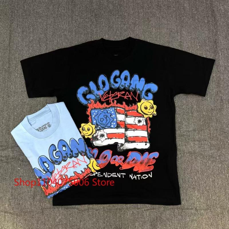 New Glo Gang Cartoon Print Tshirt Soft Cotton Casual Streetwear Top Unisex Unisex Fashion
