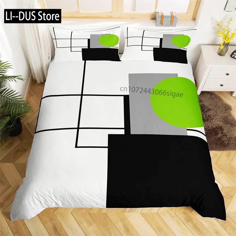 

Geometric Square Duvet Cover Soft Abstract Stripes Bedding Set Circle Geometric Quilt Cover Modern Graphic Artwork Pillowcases EU Single(135*200cm)3pcs
