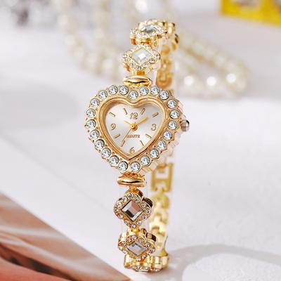 Damenarmbanduhr Herzförmiges Zifferblatt Armband Quarz Armbanduhr Uhr