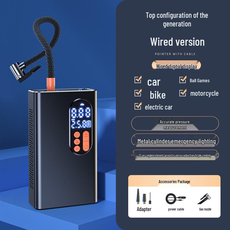 Portable Smart Digital Car Air Pump: Compact High-Power Handheld Inflator with Digital Display