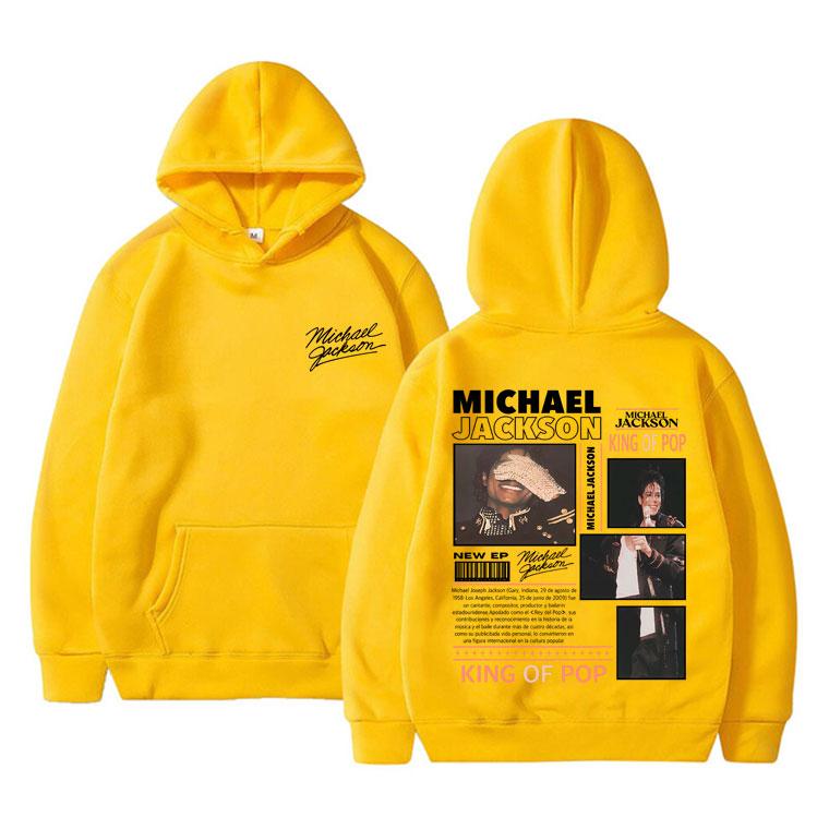 Felpa con cappuccio grafica Michajackson Re del Pop Uomo Donna Vintage Gotico Rock Felpa Uomo Hip Hop Punk Felpe con cappuccio oversize