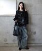 DEFYCLUBROBBERS Flight 666 Boat Neck One Shoulder Long Sleeve Black