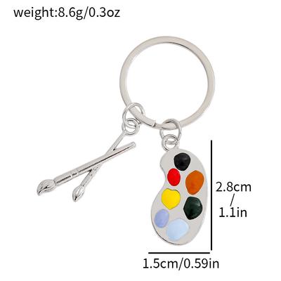 Fashion Palette KeyChain Painting Tools Brush Key Chain Car Keyring Women Child Art Course Painter Gift Keychain
