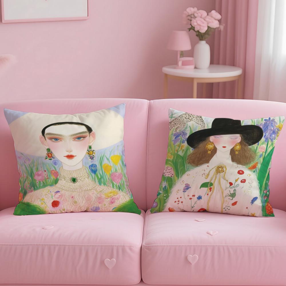Fashion Illustration Pillow Case Soft Plush Fabric DoubleSided Printed Cushion Cover Warm Winter Sofa Pillow Case