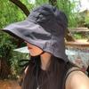 Breathable Fisherman Hat Solid Color Wide Brim Sun Hat Simple Sunscreen Bucket Hat  Beach