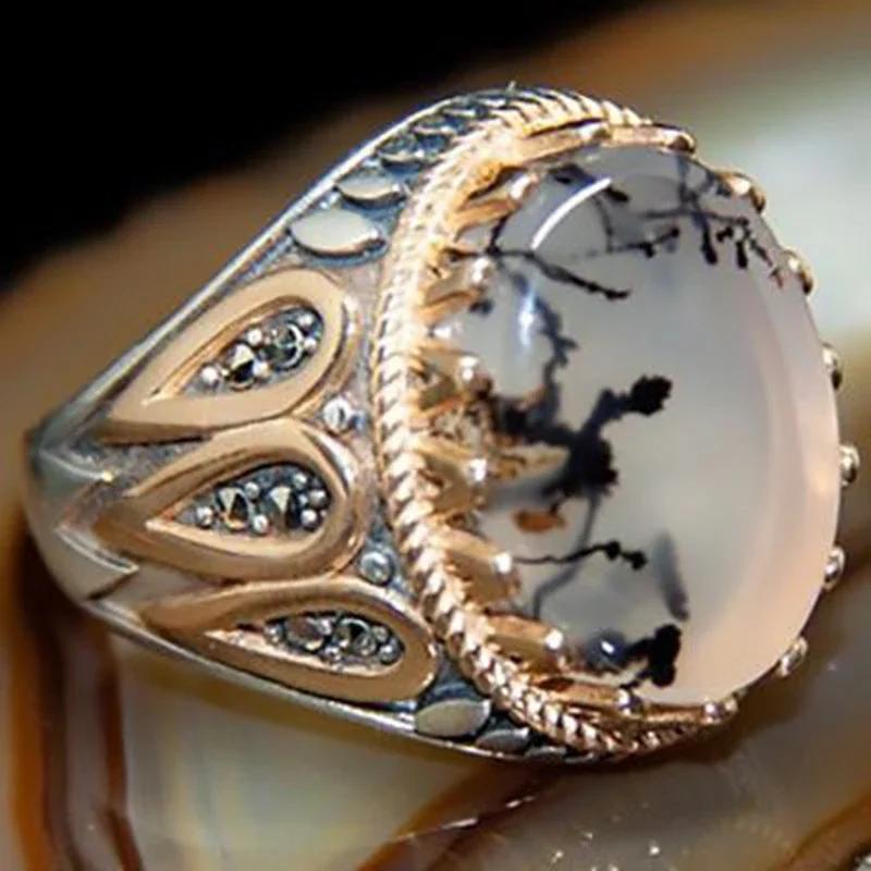 New Retro Handmade Turkish Rings for Men Vintage Double Swords Black Zircon Rings Punk  Trendy Islamic Religious Muslim