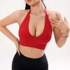 Hanging Neck Deep V Triangle Cup Seamless European and American Fitness Bra Adjustable Shoulder Strap Beauty Back Running Yoga Base Vest